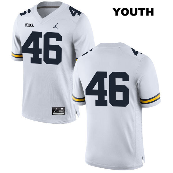Youth NCAA Michigan Wolverines Matt Brown #46 No Name White Jordan Brand Authentic Stitched Football College Jersey NL25Y65XP